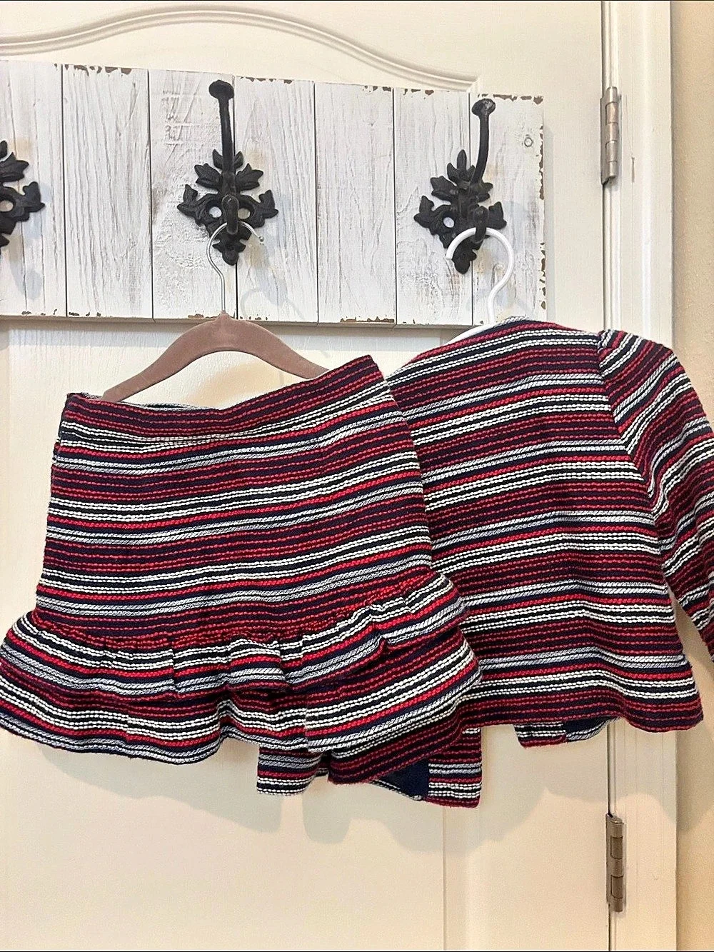 Janie and Jack Girls Size 6 Striped Jacket & Ruffle skirt 6t